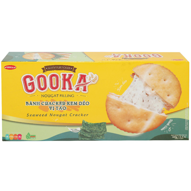 Bánh cracker kem dẻo vị tảo Bibica Gooka Nougat Filling hộp 180g 4