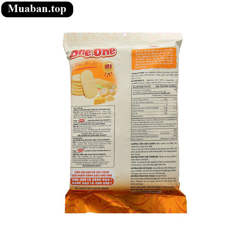 Bánh gạo ngọt vị phô mai bắp One One gói 118g 5