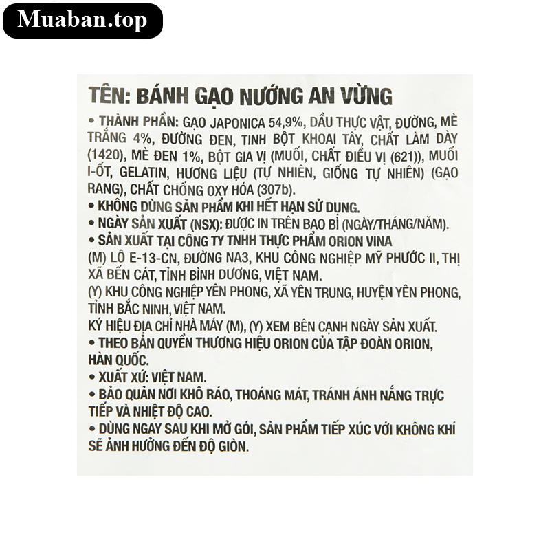 Bánh gạo nướng vừng Orion gói 115gr 3