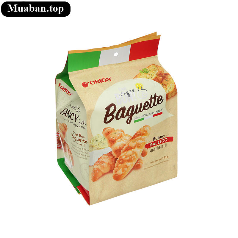 Bánh mì nướng giòn đút lò vị bơ tỏi C’est Bon Orion gói 108g Bánh mì nướng giòn đút lò vị bơ tỏi C’est Bon Orion gói 108g