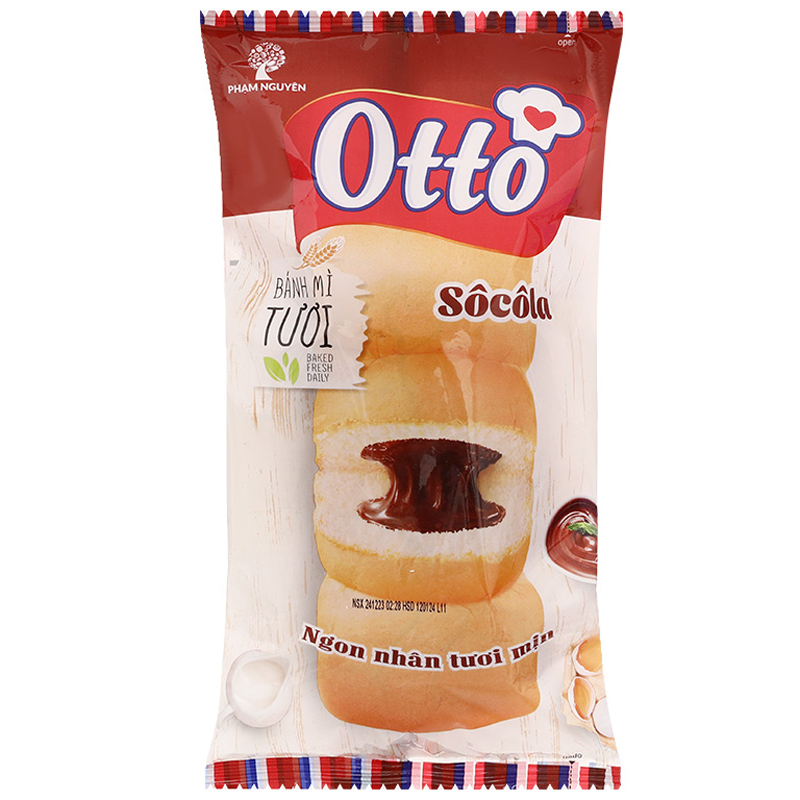 Bánh mì tươi nhân socola Otto gói 90g Bánh mì tươi nhân socola Otto gói 90g
