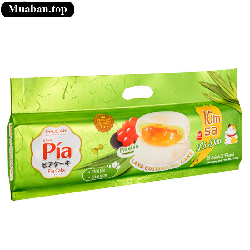 Bánh pía kim sa lá dứa Phúc An gói 200g (5 cái) Bánh pía kim sa lá dứa Phúc An gói 200g (5 cái)