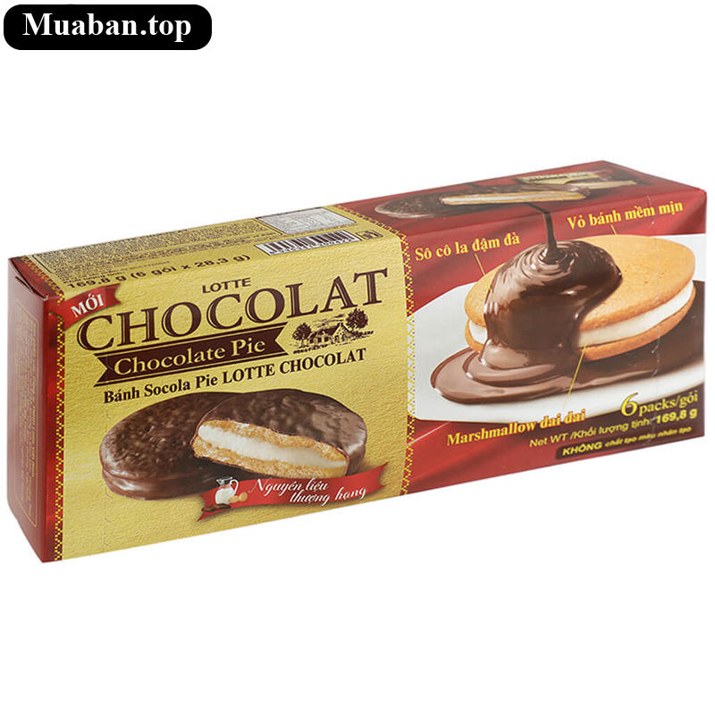 Bánh socola pie Lotte Chocolat hộp 170gr 6 cái