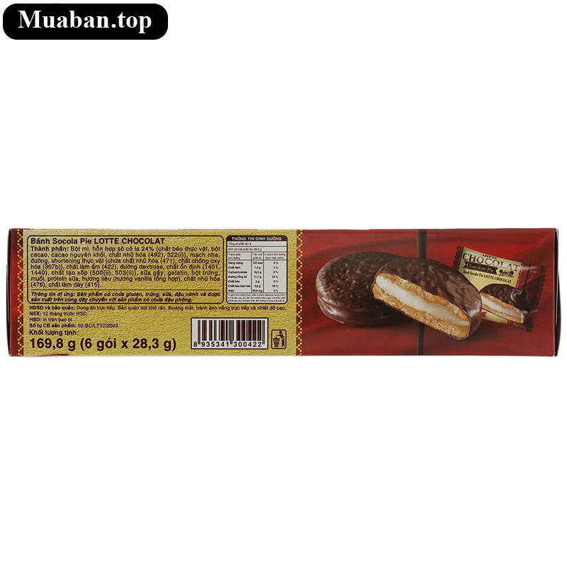 Bánh socola pie Lotte Chocolat hộp 170gr 6 cái 4