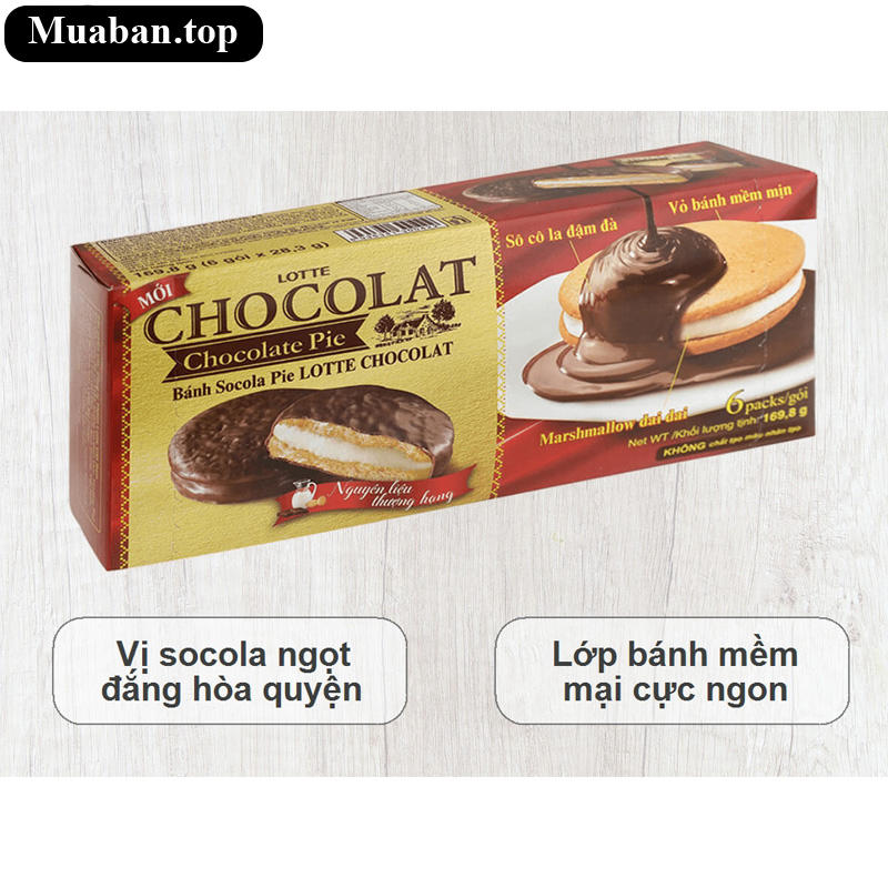 Bánh socola pie Lotte Chocolat hộp 170gr 6 cái 8