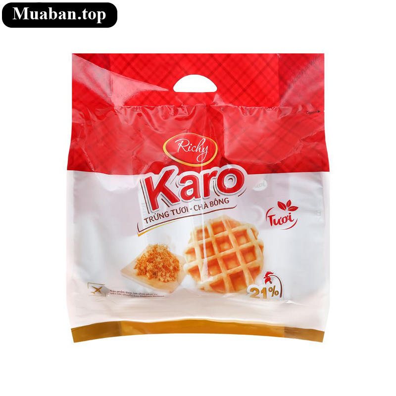 Bánh trứng tươi chà bông Karo Richy túi 156g Bánh trứng tươi chà bông Karo Richy túi 156g