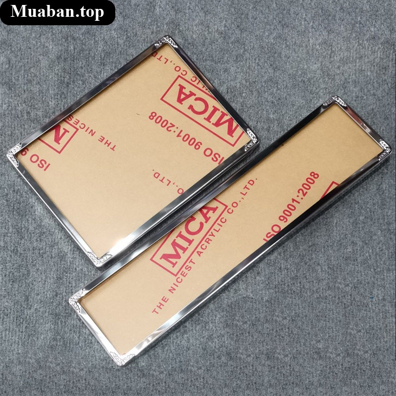 Biển số xe hơi viền Inox sáng bóng có hoa văn 1
