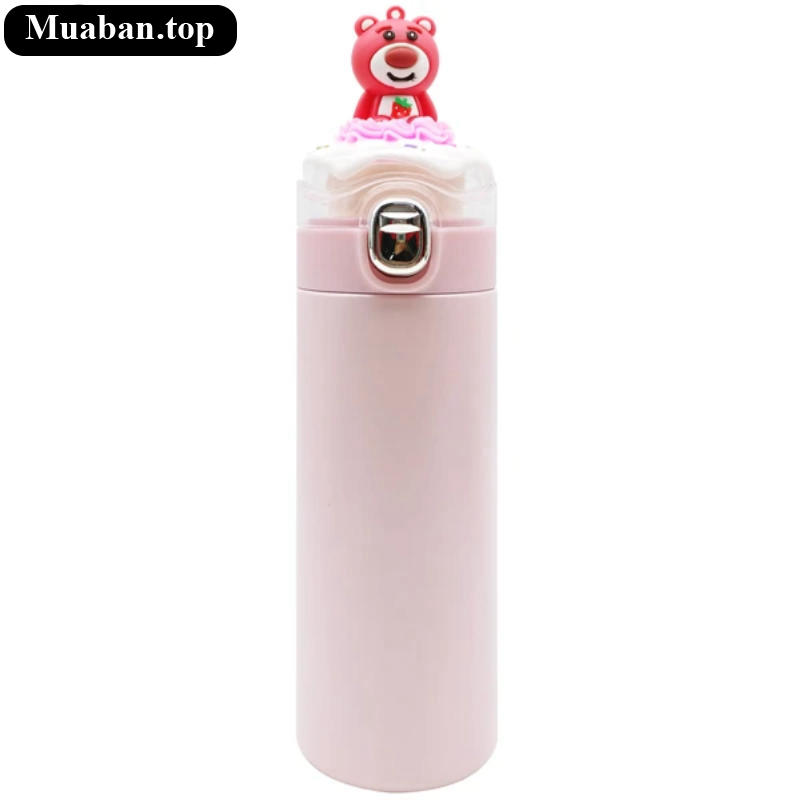 Bình Nước Inox Giữ Nhiệt Đầu Thú ZY Màu Hồng