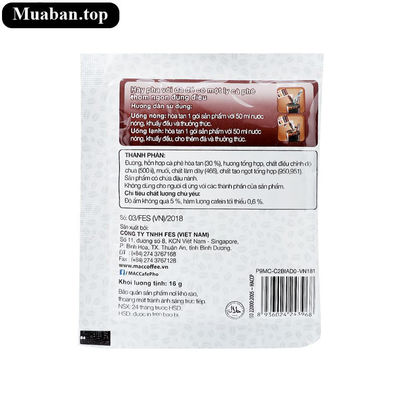 Cà phê đen đá MacCoffee Café Phố 160g 7