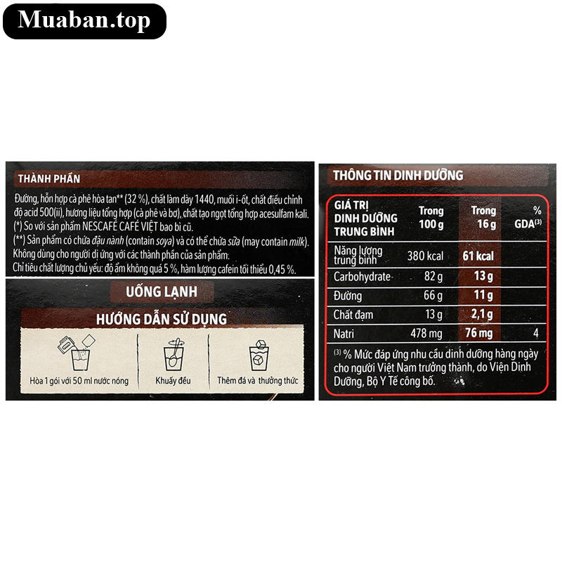 Cà phê đen đá NesCafé Café Việt 240g 8