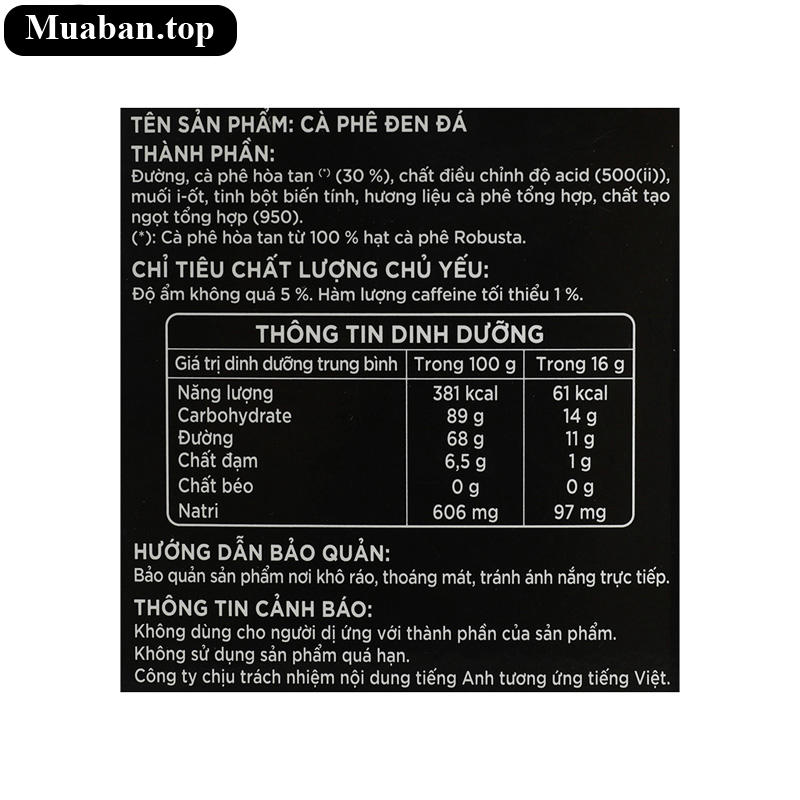 Cà phê đen đá The Coffee House 224g 6