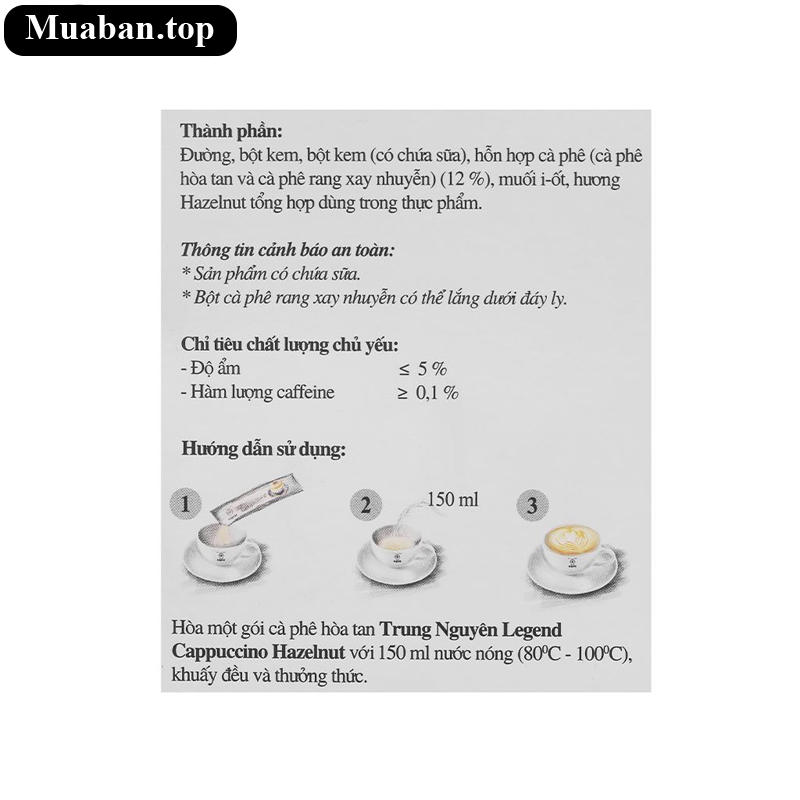 Cà phê hoà tan Trung Nguyên Cappuccino hazelnut 216g 5
