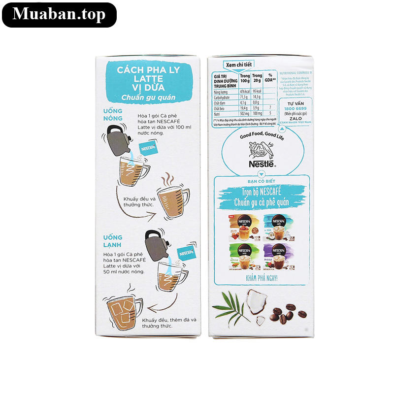 Cà phê NesCafé Latte vị dừa 200g 5