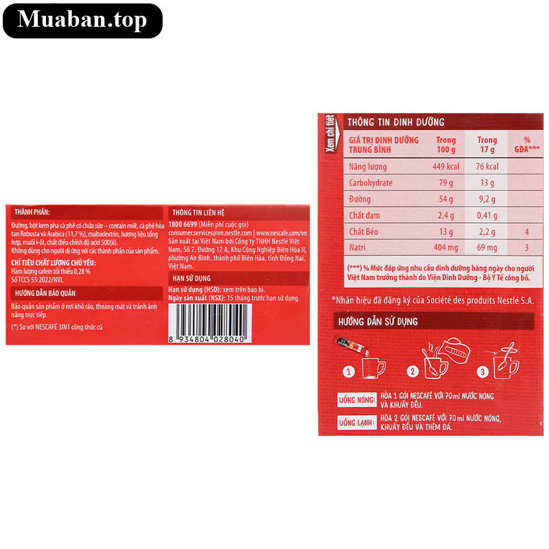 Cà phê sữa NesCafé 3 in 1 đậm đà hài hòa 340g 8