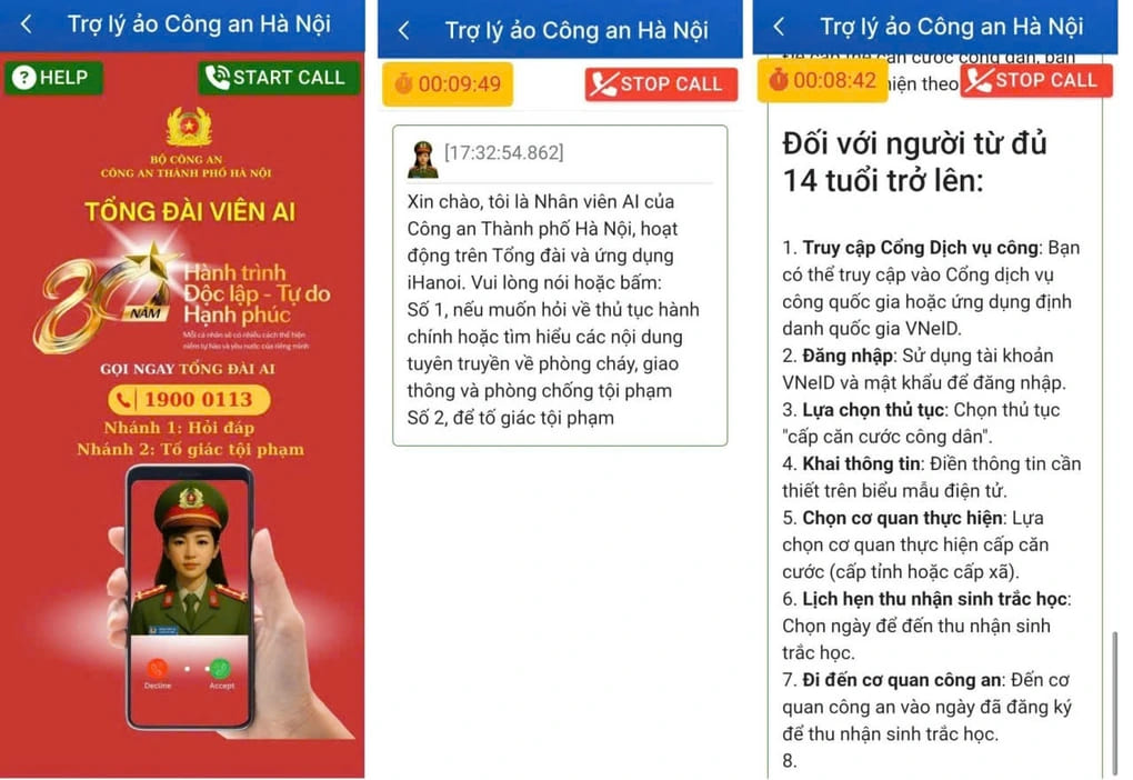 Ứng dụng Cảnh sát AI và tổng đài thông minh Công an Hà Nội hoạt động 24h