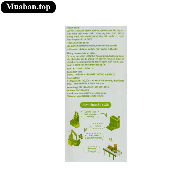Đậu hà lan wasabi Tài Tài hũ 195g 4