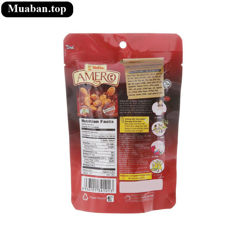 Đậu phộng cà phê Cappuccino Amero Tân Tân gói 40g 2