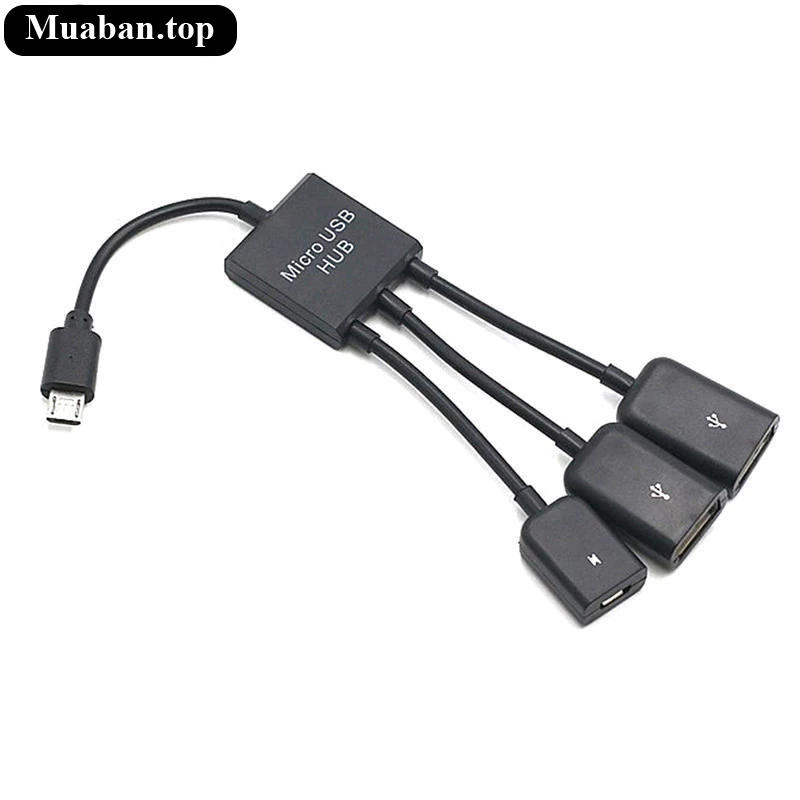 Dây cáp chia cổng Micro USB và Type C ra 1 cổng Micro cái 2 cổng USB cái