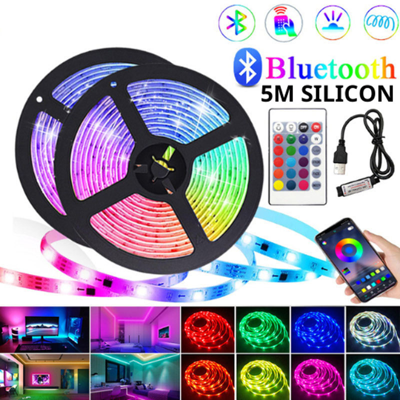 Đèn Led dây RGB 16 triệu màu 5M điều khiển đổi màu bằng app Đèn Led dây RGB 16 triệu màu 5M điều khiển đổi màu bằng app