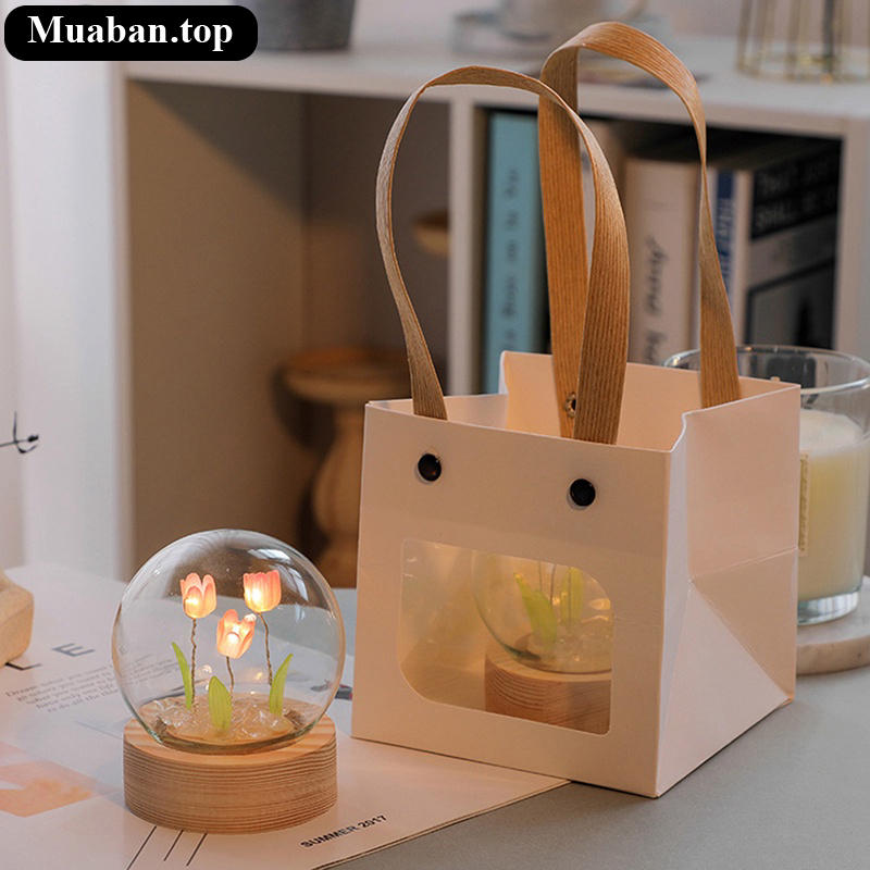Đèn trang trí đế gỗ những bông hoa nhỏ 7