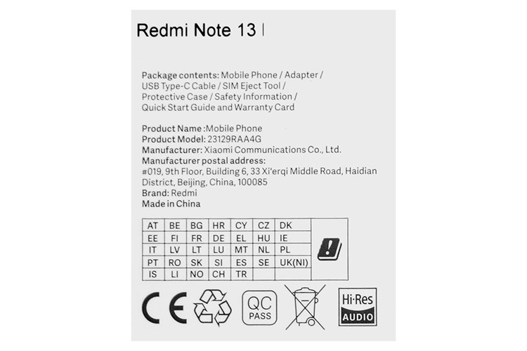 Điện thoại Xiaomi Redmi Note 13 bản ram 8GB rom 128GB 14
