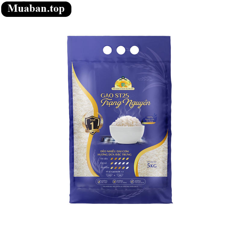 Gạo đặc sản Trạng Nguyên Vinh Hiển ST25 túi 5kg Gạo đặc sản Trạng Nguyên Vinh Hiển ST25 túi 5kg