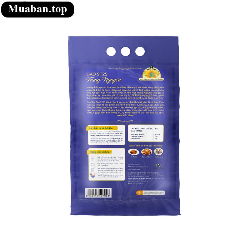 Gạo đặc sản Trạng Nguyên Vinh Hiển ST25 túi 5kg 2