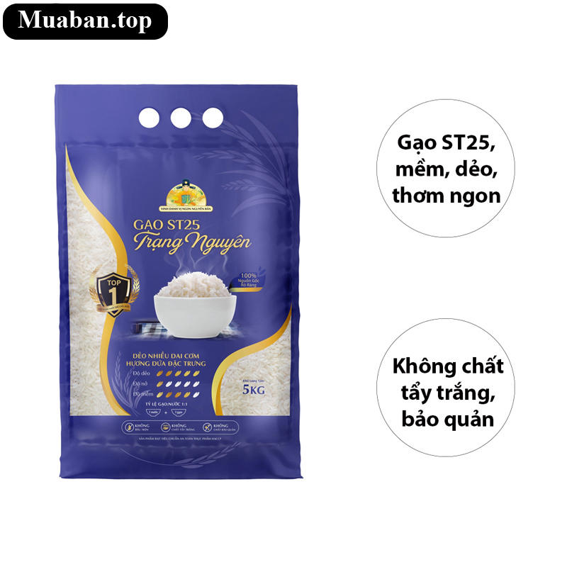 Gạo đặc sản Trạng Nguyên Vinh Hiển ST25 túi 5kg 7