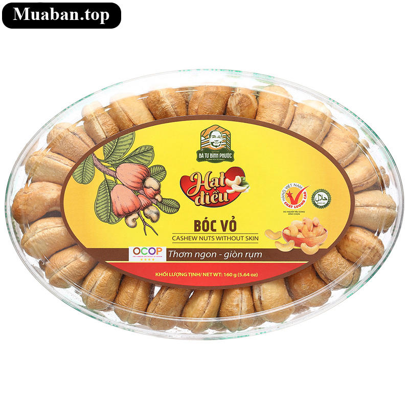 Hạt điều bóc vỏ Bà Tư Bình Phước hộp 160g Hạt điều bóc vỏ Bà Tư Bình Phước hộp 160g