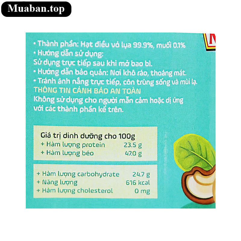 Hạt điều vỏ lụa Yến Nhung hộp 180g 3