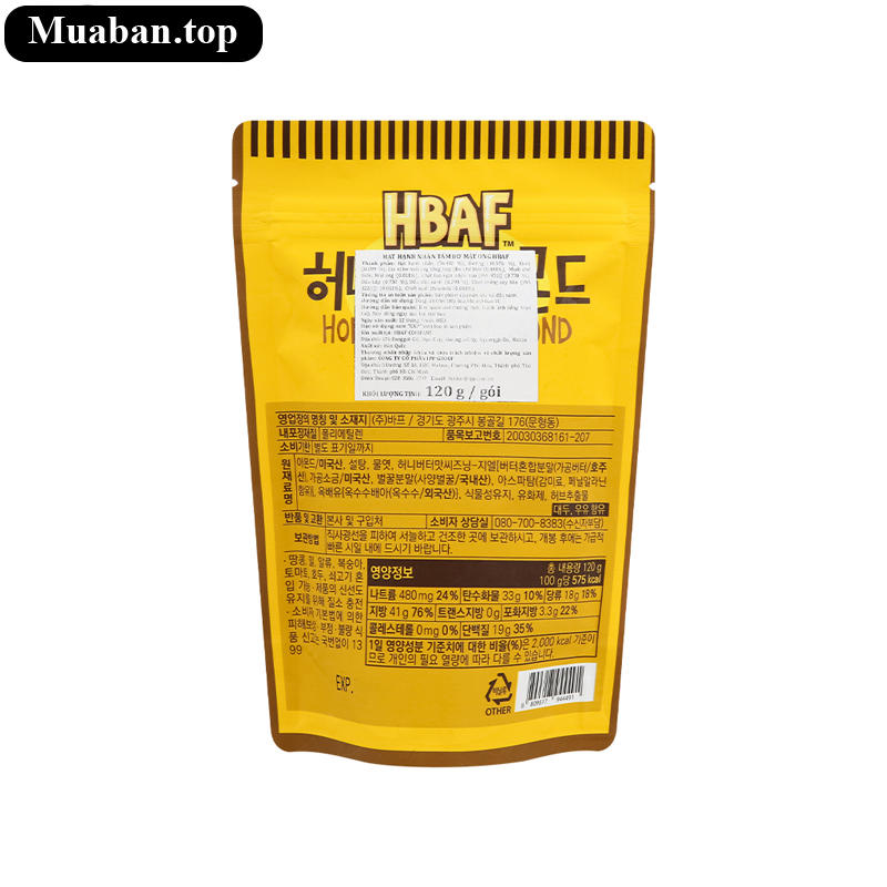 Hạt hạnh nhân tẩm bơ mật ong Tom's Farm gói 120g 3