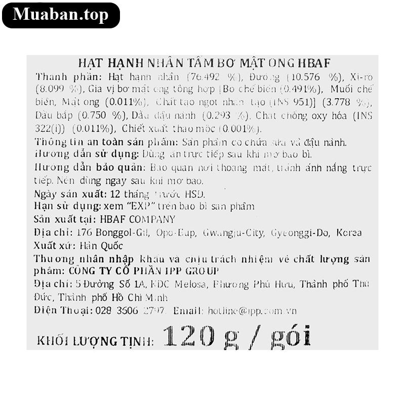 Hạt hạnh nhân tẩm bơ mật ong Tom's Farm gói 120g 4