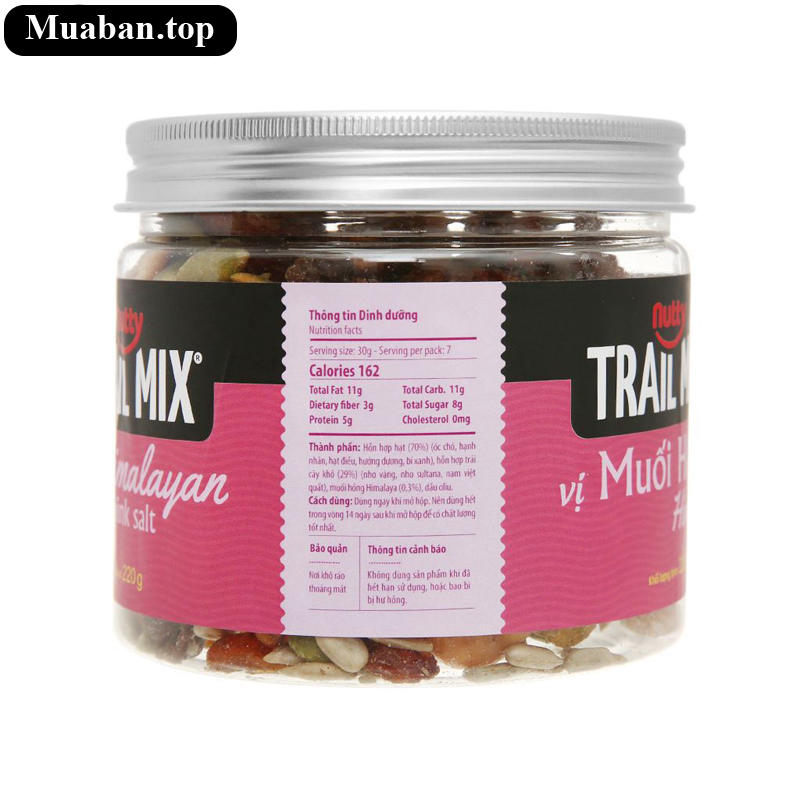 Hạt hỗn hợp vị muối hồng Nutty Trailmix hũ 220g 3