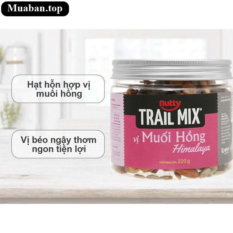 Hạt hỗn hợp vị muối hồng Nutty Trailmix hũ 220g 7