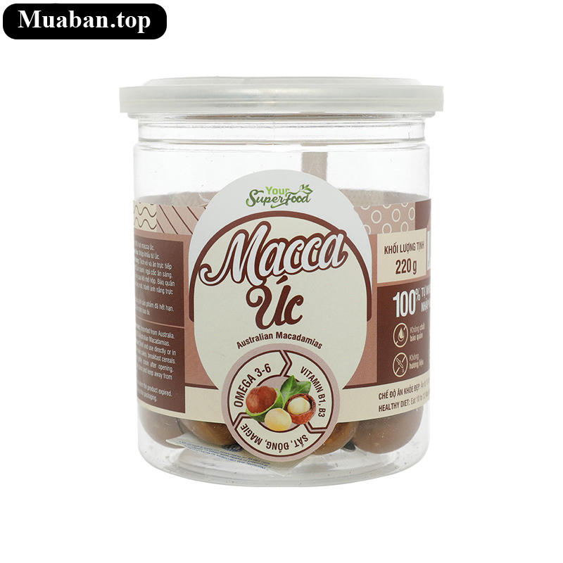 Hạt mắc ca nứt vỏ Úc Your Superfood hũ 220g Hạt mắc ca nứt vỏ Úc Your Superfood hũ 220g