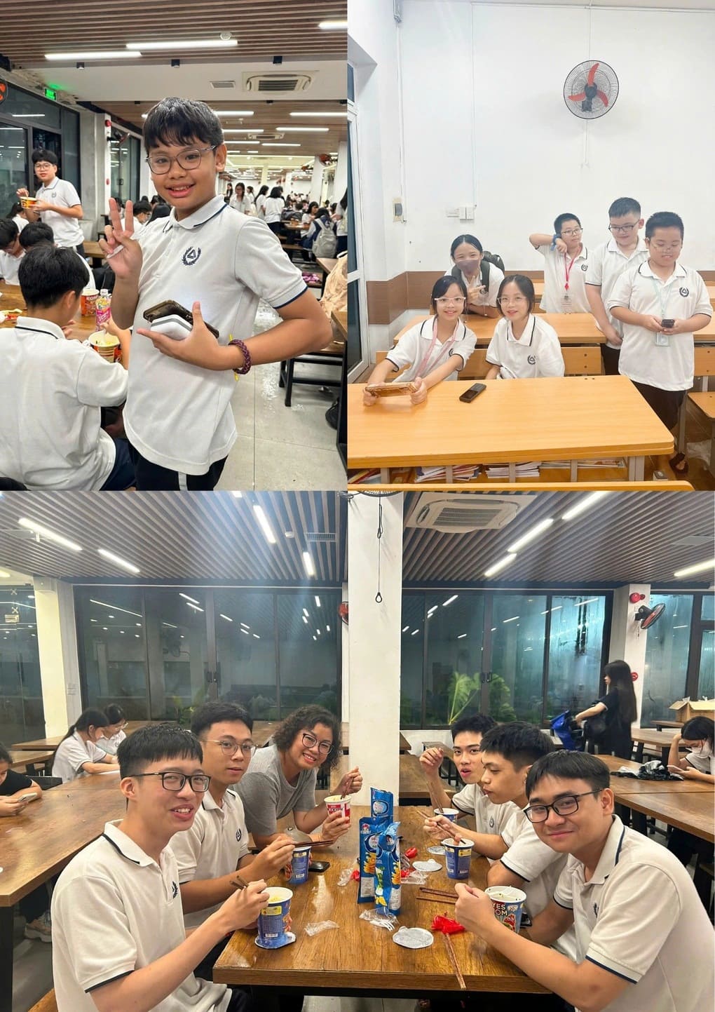 Thầy cô nấu cháo gà chăm sóc học sinh ở lại trường