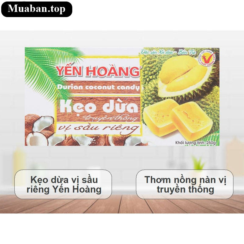 Kẹo dừa vị sầu riêng Yến Hoàng hộp 250g 6