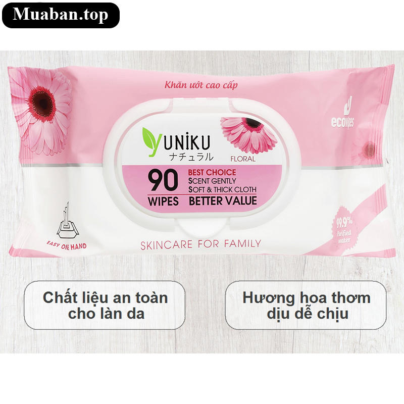 Khăn ướt Yuniku hương hoa gói 90 miếng 8