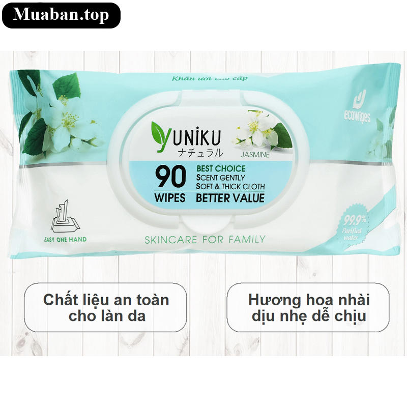 Khăn ướt Yuniku hương hoa nhài gói 90 miếng 9