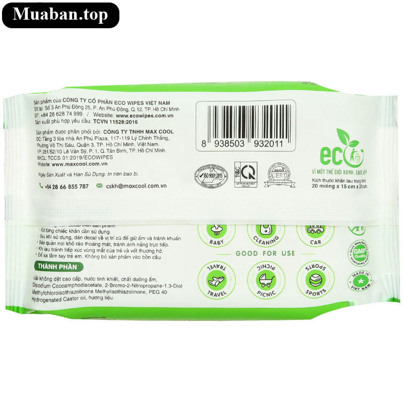 Khăn ướt Yuniku hương trà xanh gói 20 miếng 2