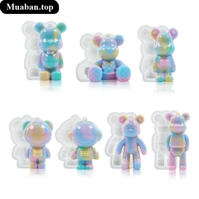 Khuôn Đổ Silicone Làm Móc Khóa Gấu Phi Hành Gia