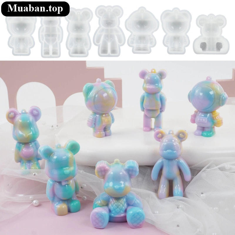 Khuôn Đổ Silicone Làm Móc Khóa Gấu Phi Hành Gia 6