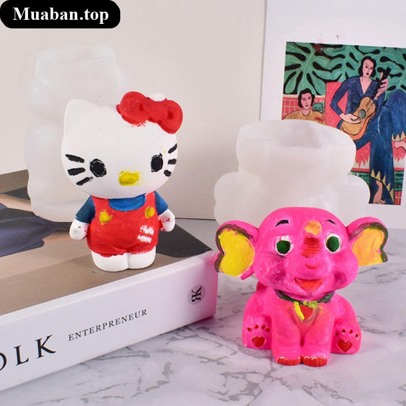 Khuôn Silicone tạo hình mèo kitty và voi hoạt hình 8