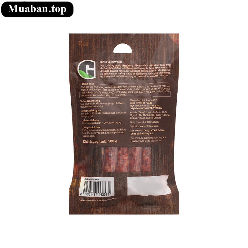 Lạp xưởng vị tiêu truyền thống G Kitchen gói 500g 3