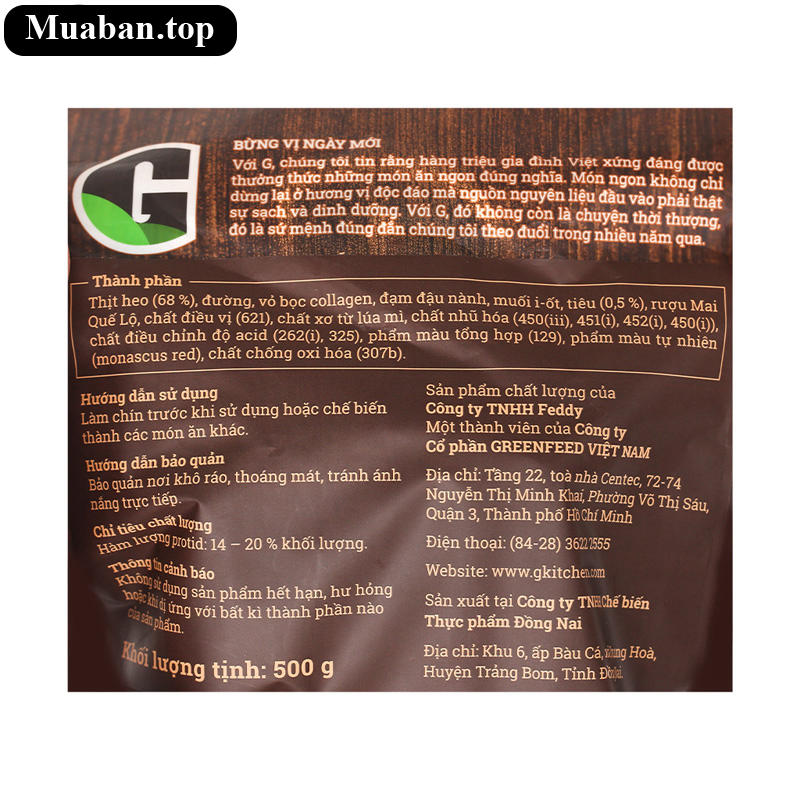 Lạp xưởng vị tiêu truyền thống G Kitchen gói 500g 5