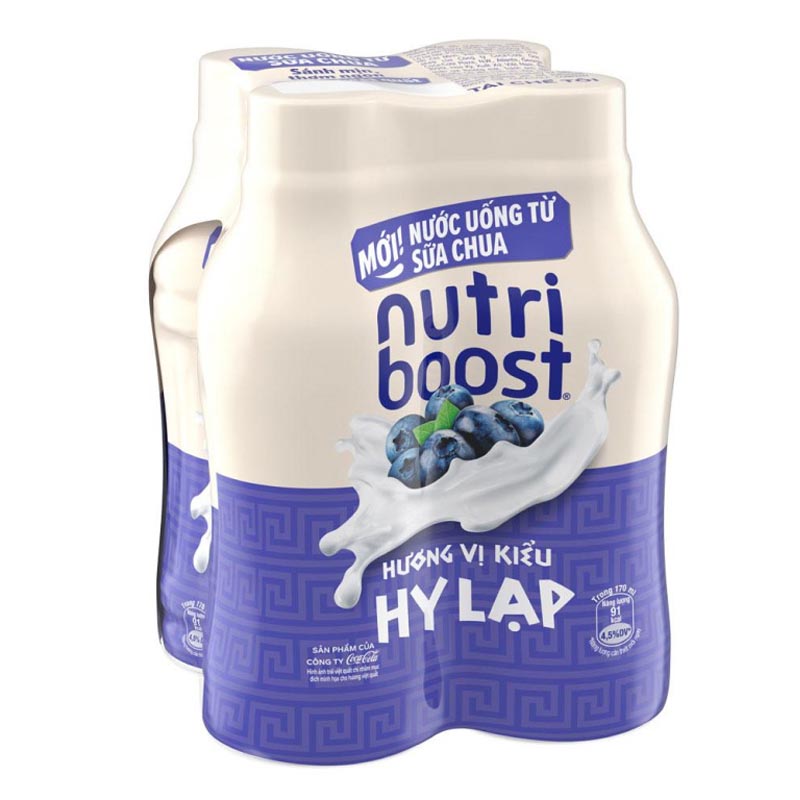 Lốc 4 chai sữa chua uống hương việt quất Nutriboost Hy Lạp 170ml