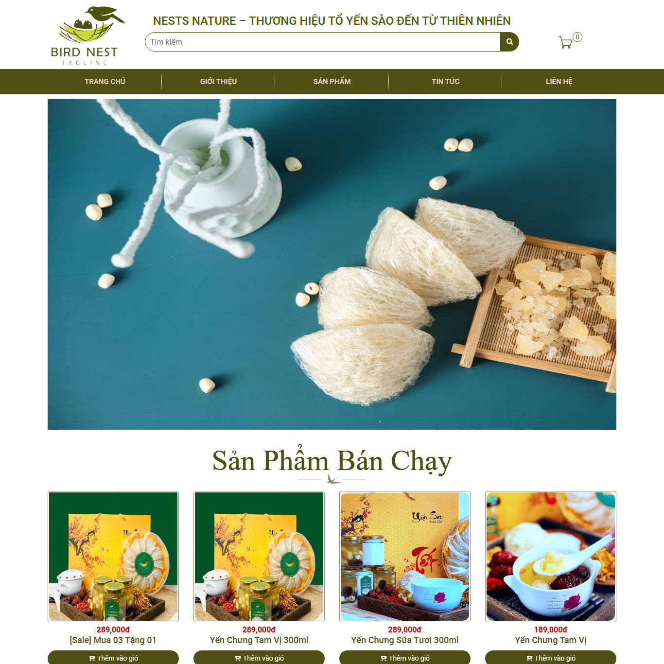 Mẫu giao diện website kinh doanh yến sào Nests dành cho WordPress