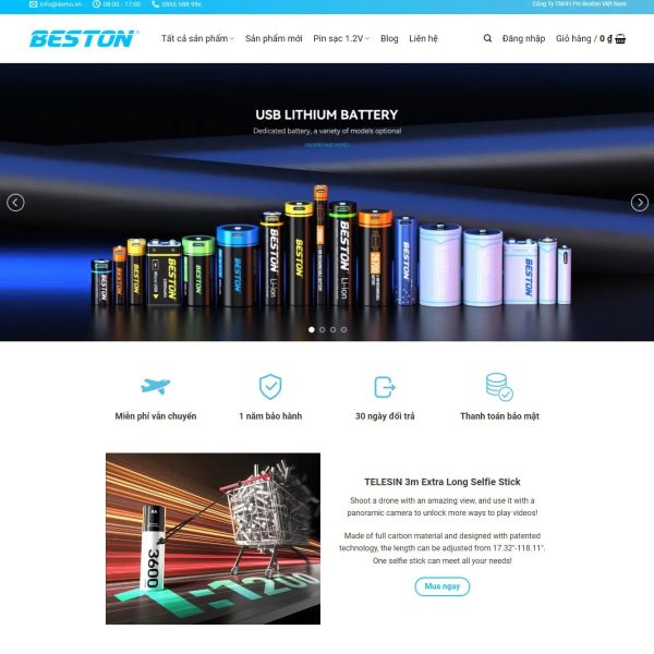 Mẫu giao diện website Theme wordpress bán pin sạc