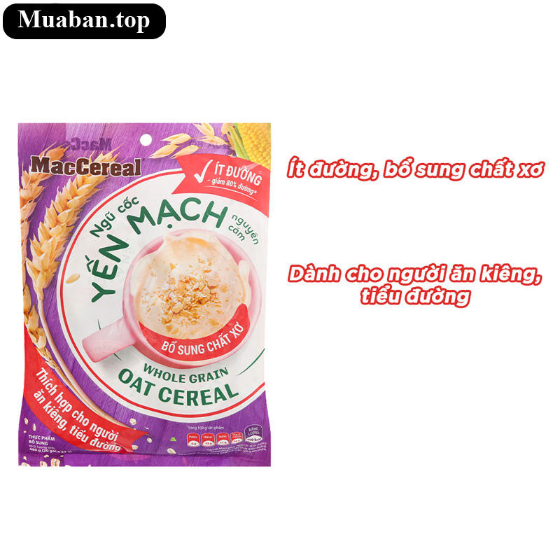 Ngũ cốc yến mạch nguyên cám MacCereal ít đường bịch 480g 1