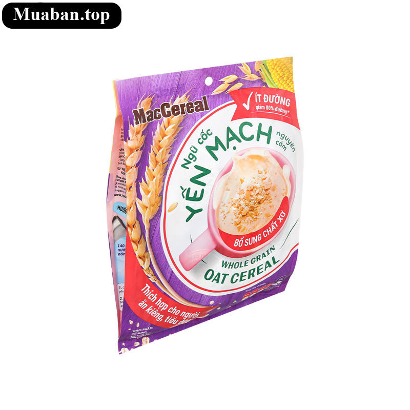 Ngũ cốc yến mạch nguyên cám MacCereal ít đường bịch 480g 2
